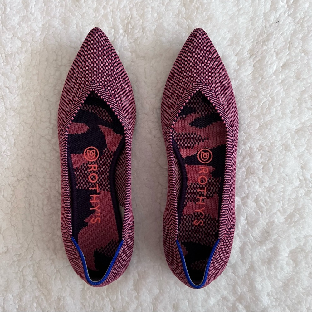 Rothy’s Pointed Toe Flats rose double stitch